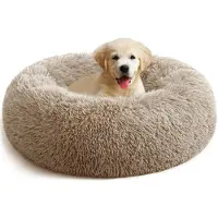 Merkloos Beruhigendes Donut Hundebett - Flauschiges Anti-Angst Welpenbett