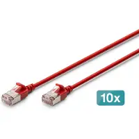 Digitus CAT 6A F-FTP Slim Patchkabel, 1 m, Rot, 10 Stück, 1 m, Cat6a, F/FTP (FFTP), RJ-45, RJ-45, Rot