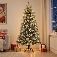 Syfax Künstlicher klappbarer Weihnachtsbaum 180 cm 300 LEDs