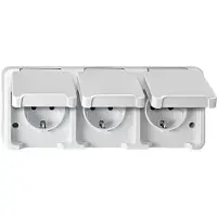 Merten MEG2390-8019 SCHUKO-Dreifach-Steckdose, waagerecht angeordnet mit Berührungsschutz, polarweiß, AQUASTAR MEG23908019