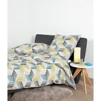 OEM Seersucker Bettwäsche Tango 155x220 cm + 80x80 cm, gelb-blau-sand