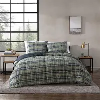 OEM Beddengoedset Twin, omkeerbaar, geruit, marineblauw,