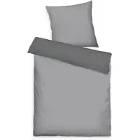 OEM Bettwäsche-Set 2-tlg. 80x80 + 155x220 cm, Baumwollsatin, Grau