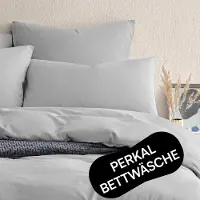 OEM Bettwäsche-Set 135x200 cm, Lichtgrau, Bio-Baumwoll-Percale