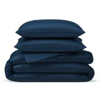 OEM 3-teilige Bambus-Dekbedovertrekset, Superking 260x220 cm, marineblau