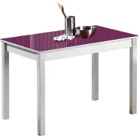 OEM Küchentisch Glas Aubergine 110x70 cm, Metallgestell