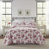 OEM Quiltset König Rosa 100% Baumwolle wendbar 3-teilig
