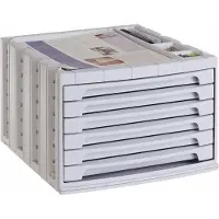 OEM Schreibtisch-Organizer, 6 Schubladen, grau, recycelt