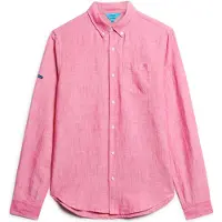 Superdry für Herren. M4010696A Studios Leinen & Bio-Baumwolle Button-Down-Kragenhemd rosa (M), Lässig, Langarm