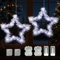 Dripio Fensterstern silber 20 LEDs warmweiß Fernbedienung 8 Modi