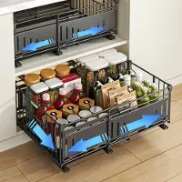 Merkloos Küchenregal Schrank-Organizer Ausziehbar - 32,5 bis 50 cm - Metall - 2er-Set - Ohne Bohren