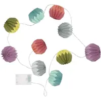 Dripio Papier-Lichtkette 1,5 m, 10 bunte LED-Ornamente, warmes Licht