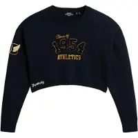 Superdry für Damen. W6110537A Varsity marineblau Rundhalsausschnitt kurzer Pullover (M), Lässig, Langarm, Bio-Baumwolle, Nachhaltig