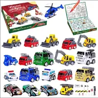 Merkloos Adventskalender für Autos mit 24 Spielzeugautos für Kinder