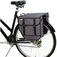 Merkloos Doppelte Fahrradtasche Gepäckträgertasche Hinterradtasche - 28 L - Grau - Wasserabweisend, reflektierend