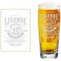 Luxentu Bierglas "Willi Becher Bierglas mit Gravur Legende seit 40 Jahren 0,5 l transparent", bunt (transparent), 1 tlg., Glas, Trinkgefäße, Bierglas