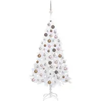 Syfax Künstlicher Weihnachtsbaum mit Beleuchtung & Kugeln Weiß 180 cm