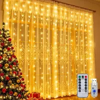 Dripio Lichtgordijn warmweiß 3x2 m 200 LEDs wasserdicht Kupferkabel
