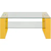 OEM Couchtisch Gelb Hochglanz mit Glasplatte