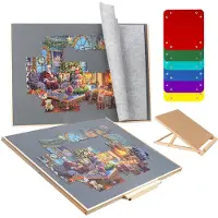 OEM Puzzlebrett-Set mit Ständer, 1500 Teile, Holz, grau, 6 Sortierboxen