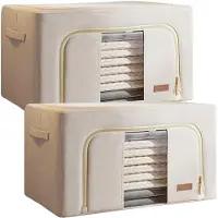 OEM 2er-Set Aufbewahrungsboxen, 200 l, faltbar, Stoff, Beige
