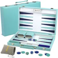 OEM Backgammon-Set, klappbar, mit Spielsteinen, Würfeln und Bechern, für 2 Spieler