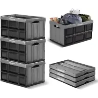 OEM Faltbare Aufbewahrungsboxen 62L, Kunststoff, stapelbar, 3 Stück, Stein