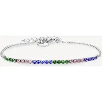 Tamaris Armband "The Rainbow Sparkling Beads, Regenbogen-Optik", bunt (edelstahlfarben, grün, rosa, blau, grün, rosa, blau), Armbänder, Damen, 21cm, Edelstahl, Armband, mit Glasstein