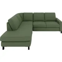 Set One By Musterring Ecksofa "MR365", grün (oliv), B:233cm H:84cm T:219cm, 95% Polyester, 5% Nylon, Sofas, Ecksofa, Mit flacher 15 cm Armlehne, wahlweise in 3 Materialien, 233 x 219 cm