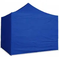 Ambitent Faltpavillon 3x3 m Stahl Standard – Sechskantprofil 40 mm, Plane 450 g/m², 4 geschlossene Seitenwände, Rolltasche - Blau