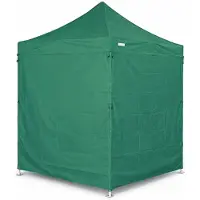 Ambitent Faltpavillon 2x2 m Stahl Standard – Sechskantprofil 40 mm, Plane 450 g/m², 4 geschlossene Seitenwände, Rolltasche - Grün