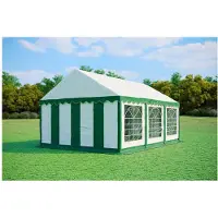 Ambitent Partyzelt 4x6 m STANDARD – PVC-Plane 500 g/m², flammhemmend, verzinkte Stahlrohre Ø38 mm, bis 48 Personen - Grün-Weiß