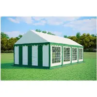 Ambitent Partyzelt 4x8 m STANDARD – PVC-Plane 500 g/m², flammhemmend, verzinkte Stahlrohre Ø38 mm, verschraubt, 115 kg - Grün-Weiß