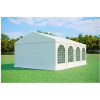 Ambitent Partyzelt 5x8 m MAX+ – PVC-Plane 550 g/m², flammhemmend, Seitenhöhe 2,6 m, Stahlrohre Ø50 mm, bis 80 Personen - Weiß