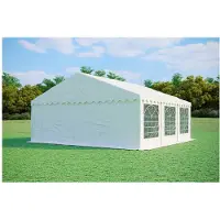 Pártystany-Jičín s.r.o. Partyzelt 6x6 m PREMIUM – PVC-Plane 500 g/m², flammhemmend, Bodenrahmen + Dachverstrebungen, bis 72 Personen - Weiß