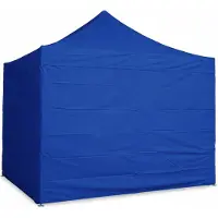 Ambitent Faltpavillon 4x4 m ALU Premium – Sechskantprofil 50 mm, Metallverbinder, Plane 450 g/m², 4 geschlossene Seitenwände, Rolltasche - Blau