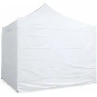 Ambitent Faltpavillon 4x4 m ALU Premium – Sechskantprofil 50 mm, Metallverbinder, Plane 450 g/m², 4 geschlossene Seitenwände, Rolltasche - Weiß