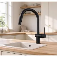Aica Sanitär GmbH Aica Küchenarmatur Ausziehbar Hochbogen Spültischarmatur Wasserhahn Küche Zinklegierung Messingkern KTW 2 Strahlarten 360° drehbar Schwarz matt