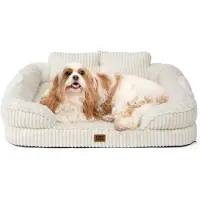 Merkloos Orthopädisches Hundebett Hundekissen - Memory-Schaum - Beige - 91 x 69 cm - Waschbarer Bezug