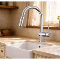 Aica Sanitär GmbH Aica Küchenarmatur Ausziehbar Hochbogen Spültischarmatur Wasserhahn Küche Zinklegierung Messingkern KTW 2 Strahlarten 360° drehbar Chrom