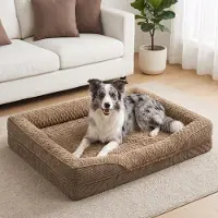 Merkloos Orthopädisches Hundebett Hundekorb - Mittelgroße Hunde - Braun - 89 x 64 cm