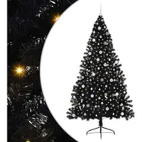 vidaXL Künstlicher vorbeleuchteter Weihnachtsbaum Schwarz 240 cm PVC