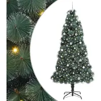 vidaXL Künstlicher vorbeleuchteter Weihnachtsbaum mit Kugelset Grün