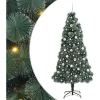 vidaXL Künstlicher vorbeleuchteter Weihnachtsbaum mit Kugelset Grün