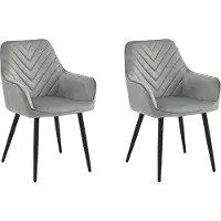 Home Collective Esszimmerstuhl, Küchenstuhl, Polsterstuhl, Schminktisch Stuhl 2er Set Samt Loungesessel, belastbar bis 110 kg, Silbergrau