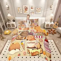 Merkloos Komplett-Bettwäsche-Set (Ober- und Unterbettdecke) - Kawaii-Kapibarasetmotiv mit Donut-Motiv - Mehrfarbig