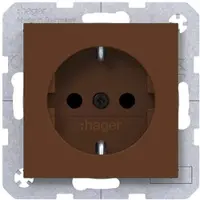 Hager WAS1400C03 Steckdose SCHUKO, erhöhter Berühr.schutz, Schraub-Liftkl., A.x/C.x, turf, matt
