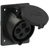 Pce 424-6ttx CEE-Anbausteckdose schräg (80x97mm) 32A 4p 6h IP44/IP54 TT schwarz 4246ttx