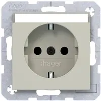 Hager WAS1201C15 Steckd. SCHUKO, Beschr.feld, erh. BS, Steckkl., A.x/C.x, pebble, matt