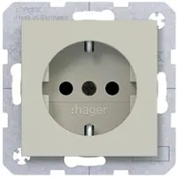 Hager WAS1400C15 Steckdose SCHUKO, erhöhter Berühr.schutz, Schraub-Liftkl., A.x/C.x, pebble, matt